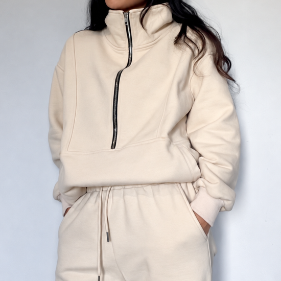 nursing breastfeeding sweater set beige