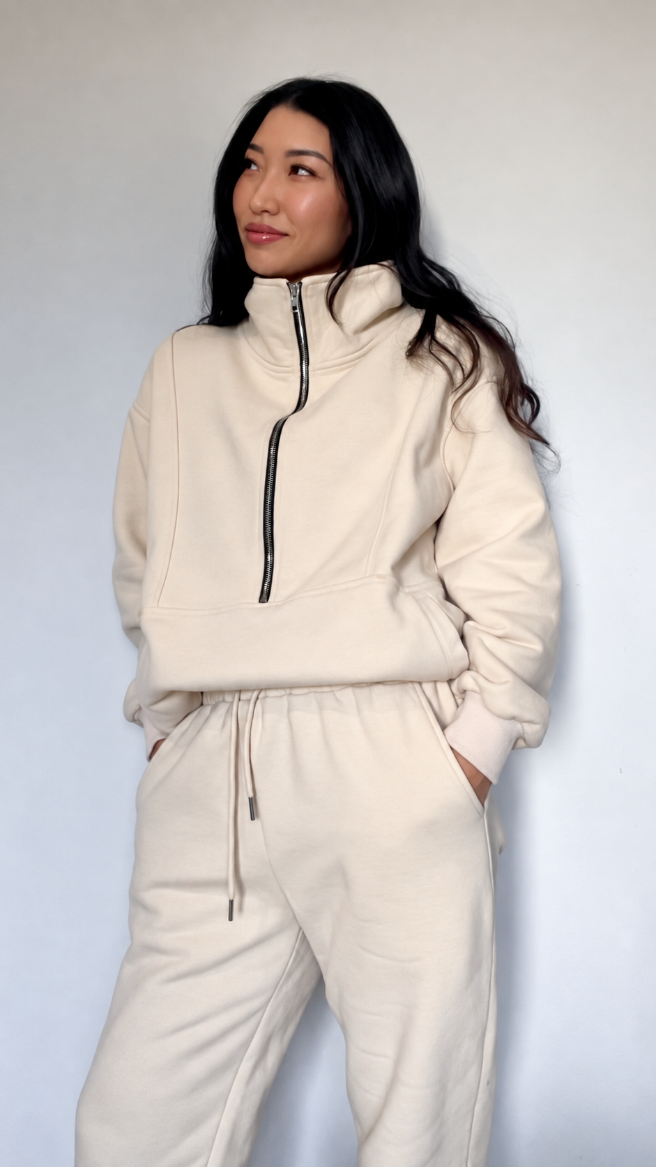 nursing breastfeeding sweater set beige