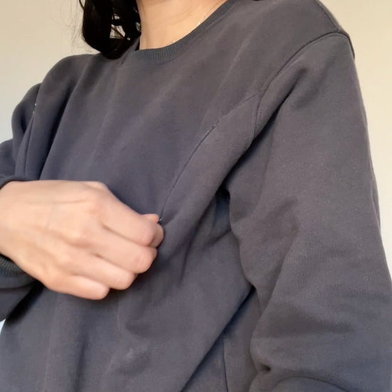 nursing breastfeeding sweater set gray