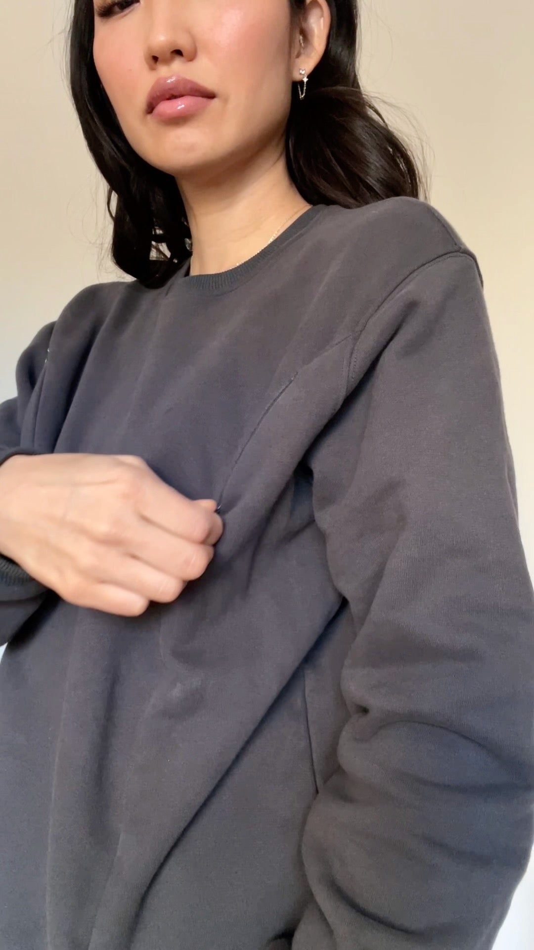 nursing breastfeeding sweater set gray